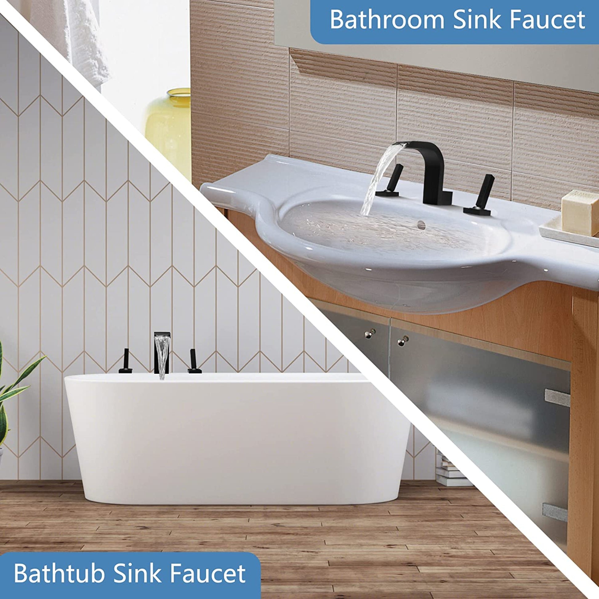 3H8-in.  Black Bathroom Sink Faucet Black Brass