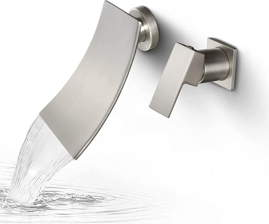 2 Hole  Brushed Bathroom Sink Faucet Brushed Nickel Brass