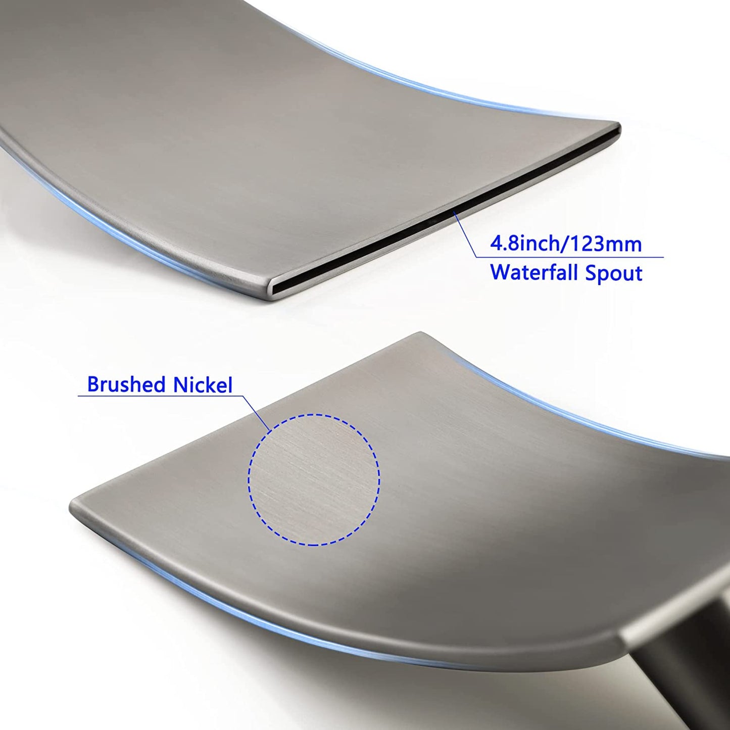 2 Hole  Brushed Bathroom Sink Faucet Brushed Nickel Brass