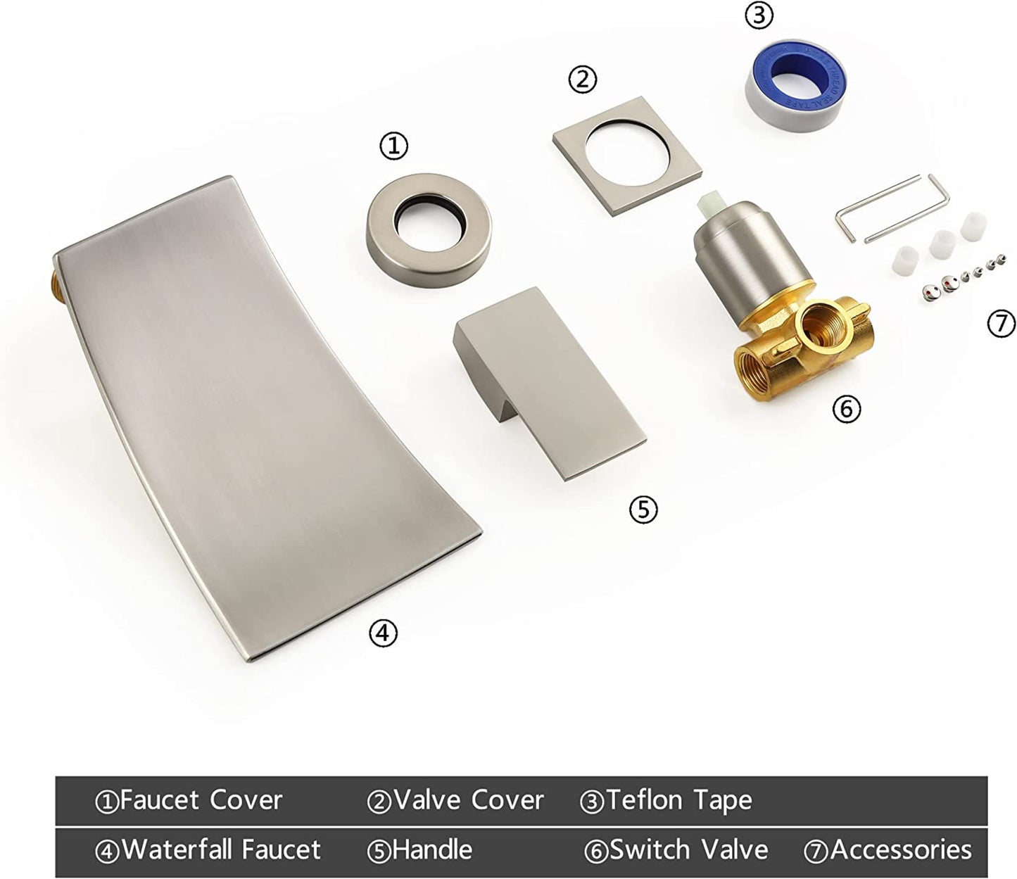 2 Hole  Brushed Bathroom Sink Faucet Brushed Nickel Brass