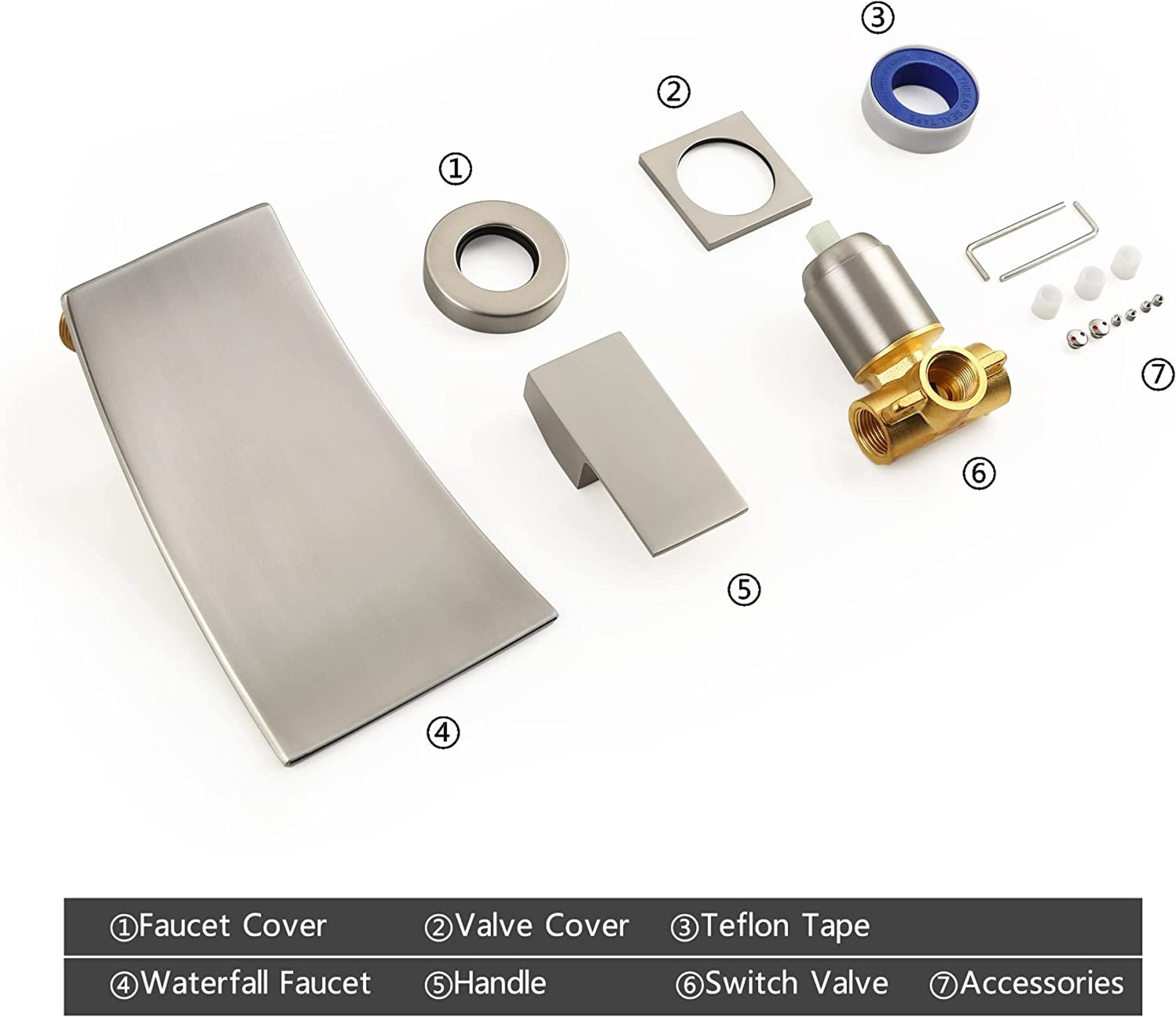 2 Hole  Brushed Bathroom Sink Faucet Brushed Nickel Brass