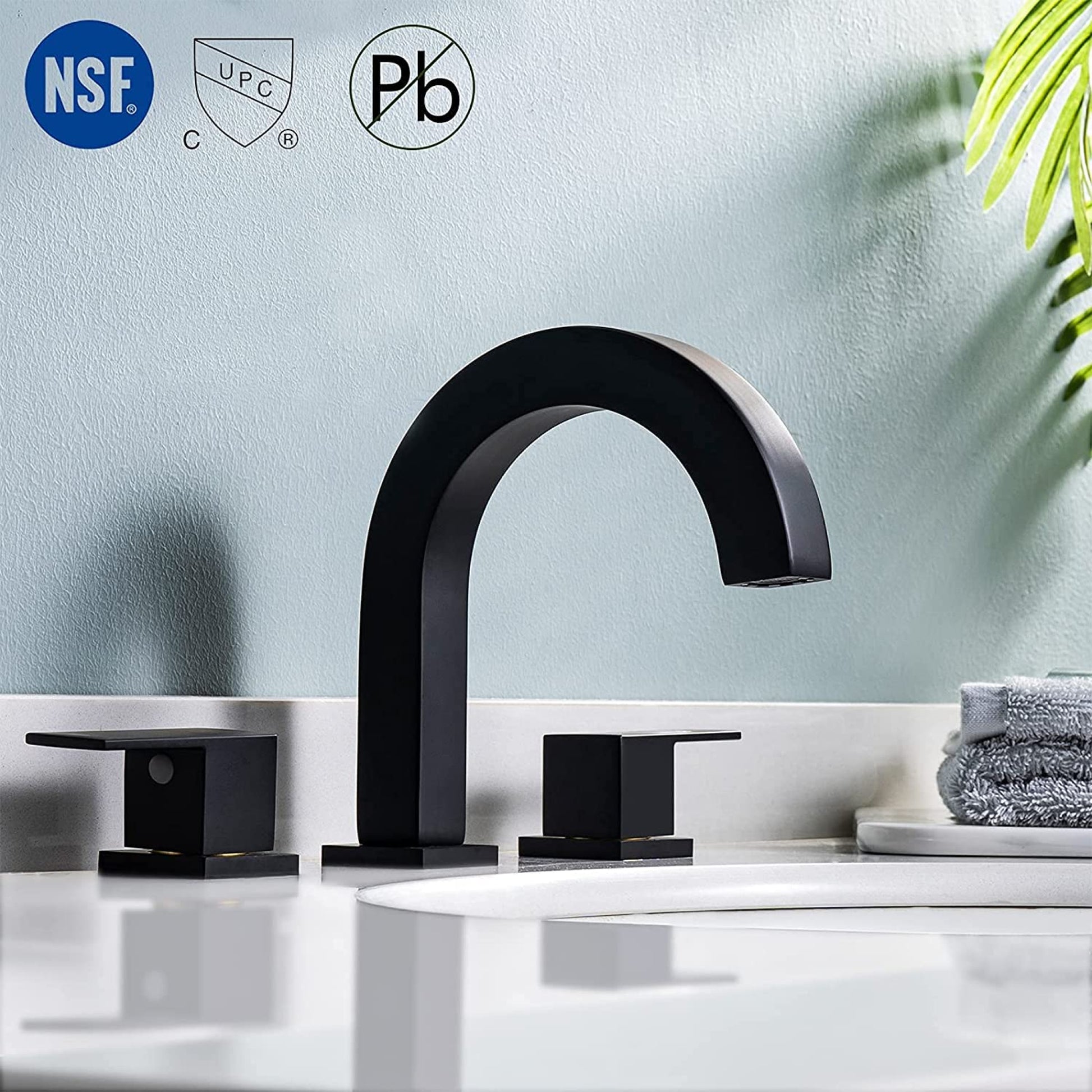 3H8-in. CUPC Matte Bathroom Sink Faucet Matte Black Brass