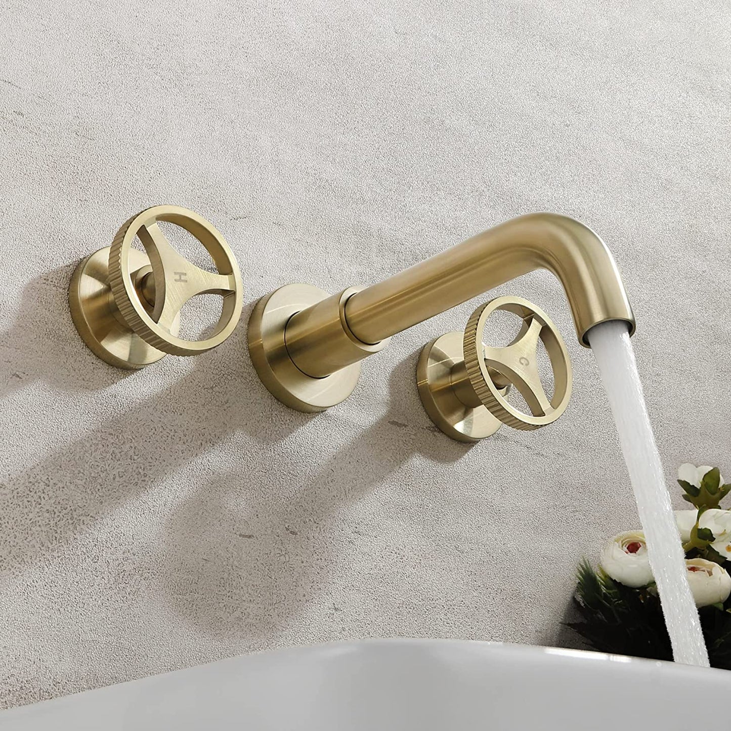 3H8-in.  Brushed Bathroom Sink Faucet Gold Brass