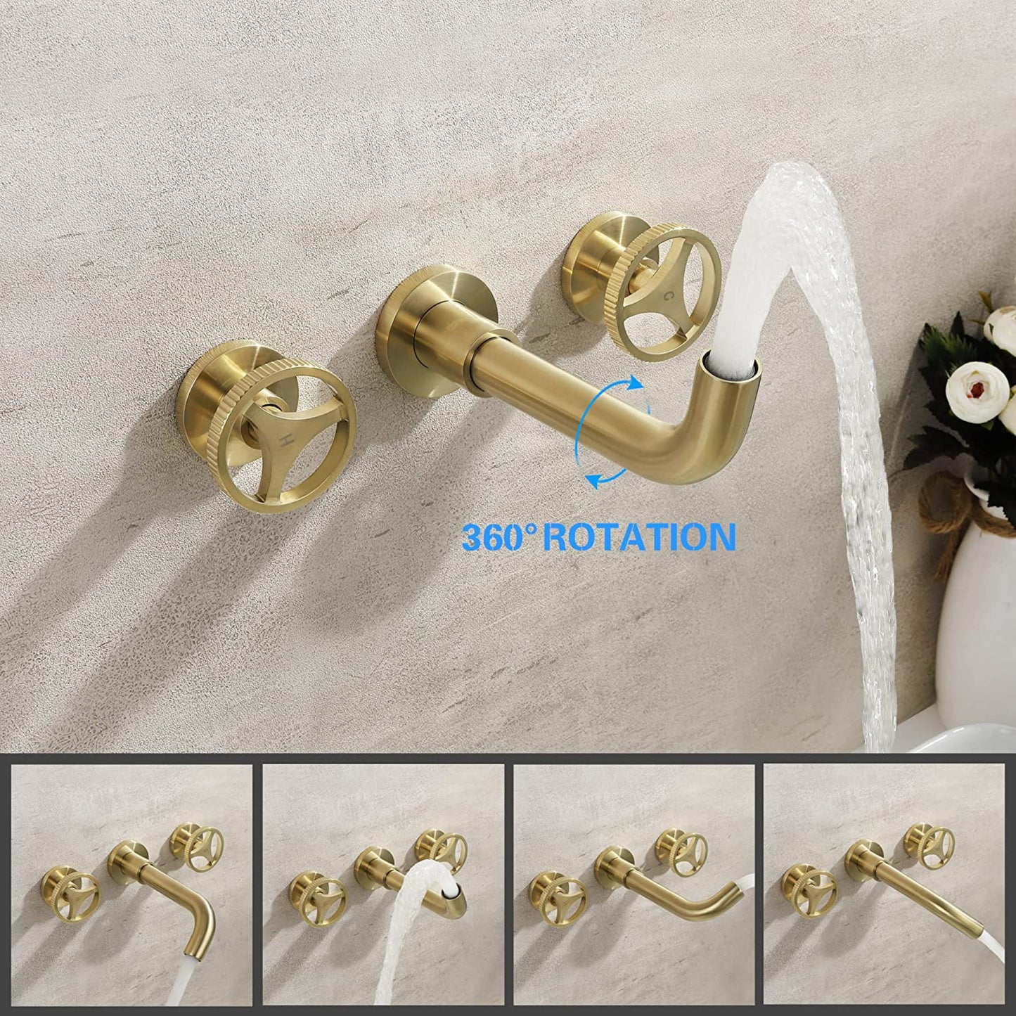 3H8-in.  Brushed Bathroom Sink Faucet Gold Brass