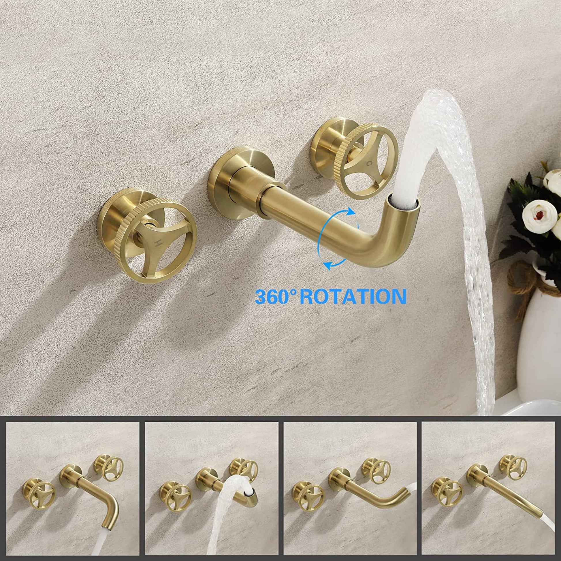 3H8-in.  Brushed Bathroom Sink Faucet Gold Brass