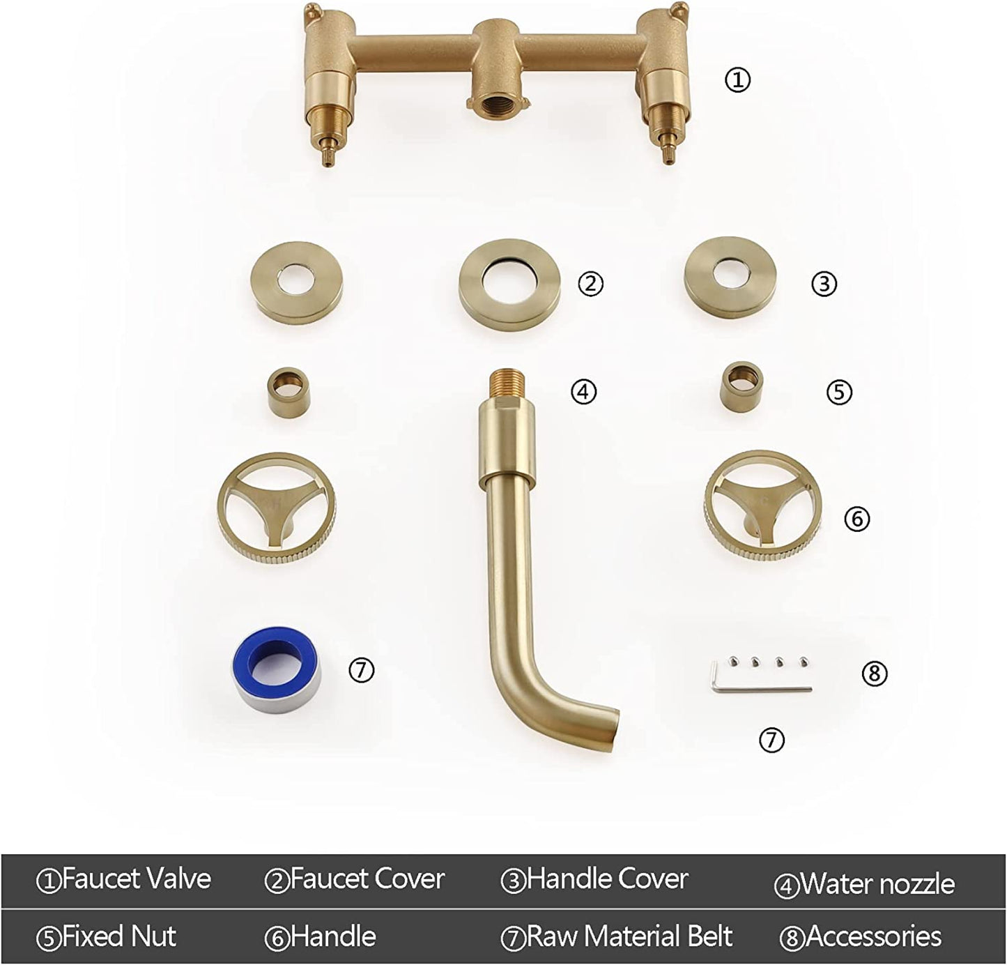 3H8-in.  Brushed Bathroom Sink Faucet Gold Brass