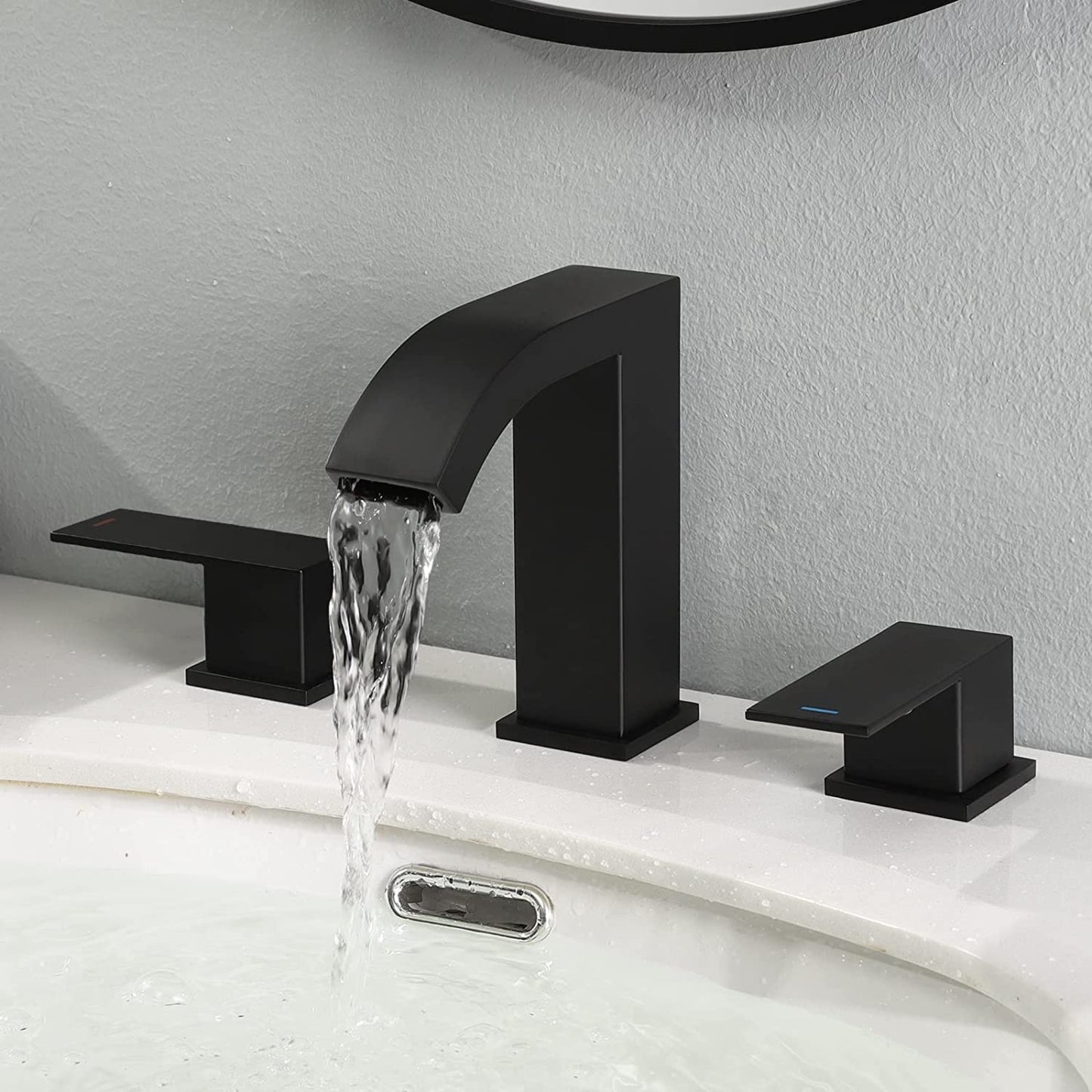 3H8-in.  Matte Bathroom Sink Faucet Black Stainless Steel