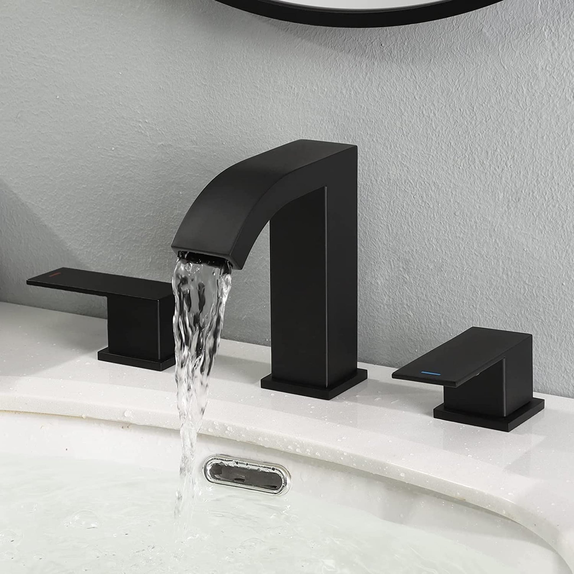 3H8-in.  Matte Bathroom Sink Faucet Black Stainless Steel