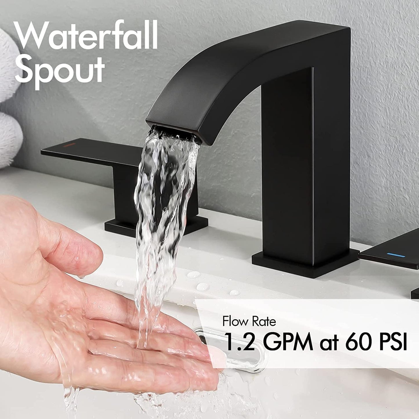 3H8-in.  Matte Bathroom Sink Faucet Black Stainless Steel