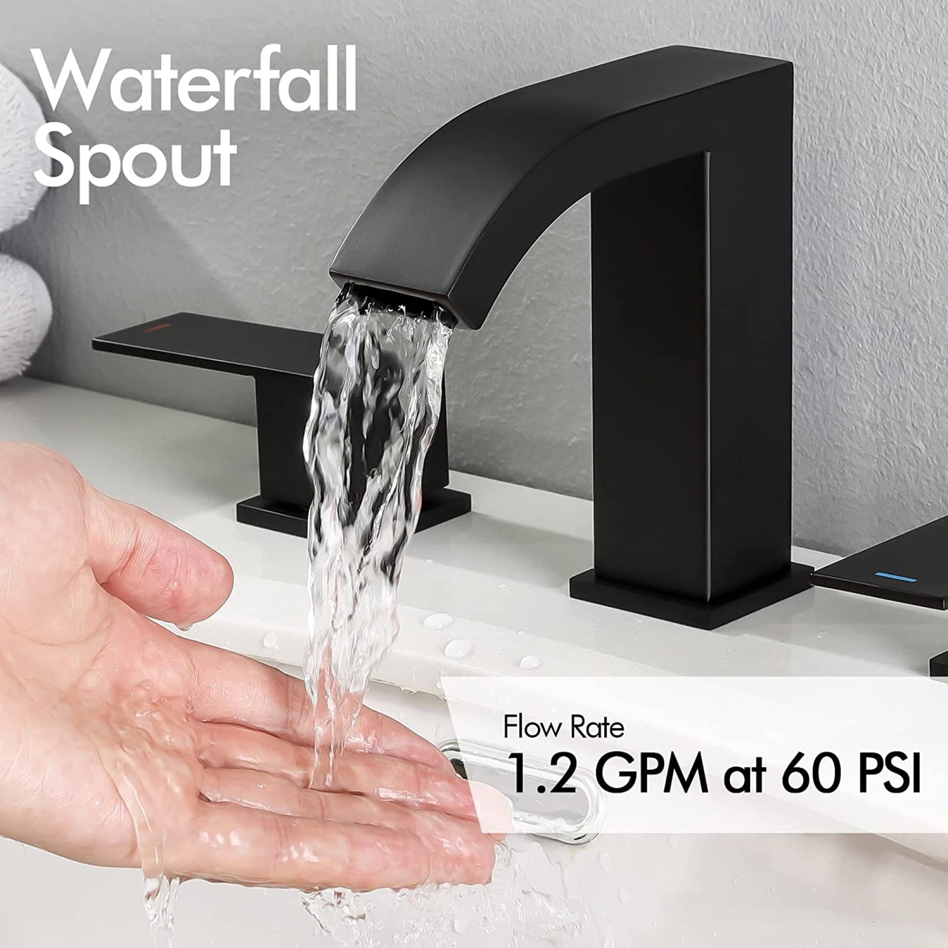 3H8-in.  Matte Bathroom Sink Faucet Black Stainless Steel