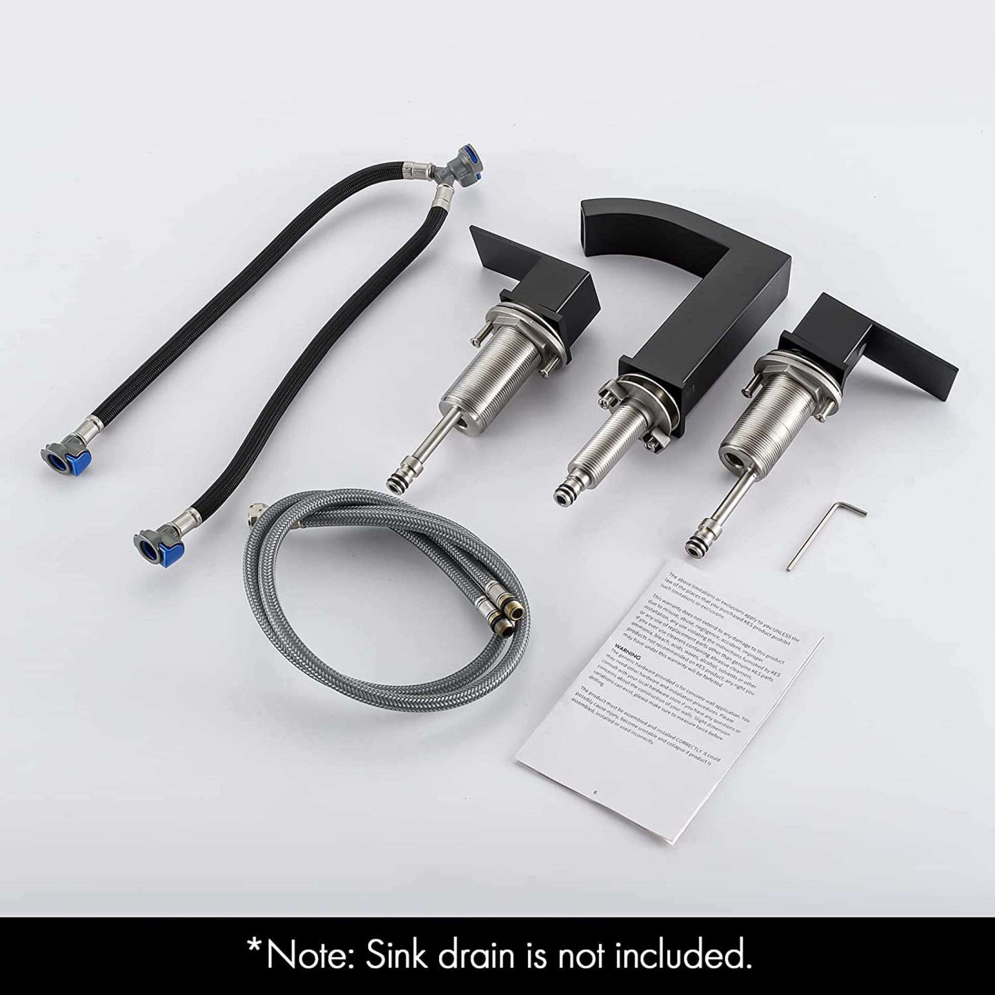 3H8-in.  Matte Bathroom Sink Faucet Black Stainless Steel