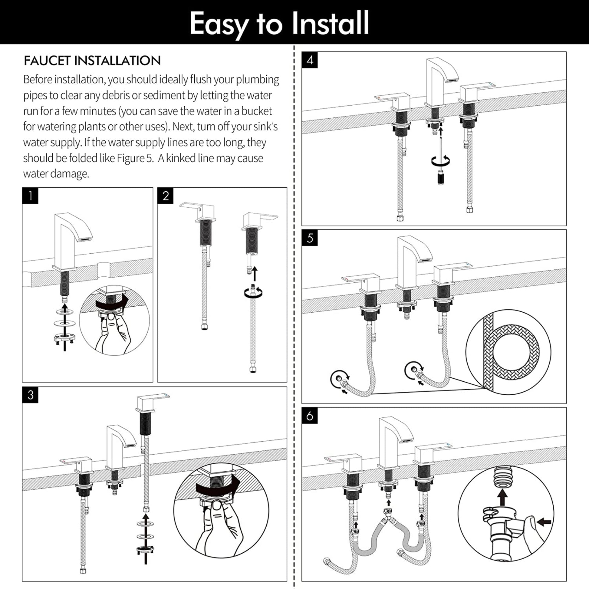 3H8-in.  Matte Bathroom Sink Faucet Black Stainless Steel