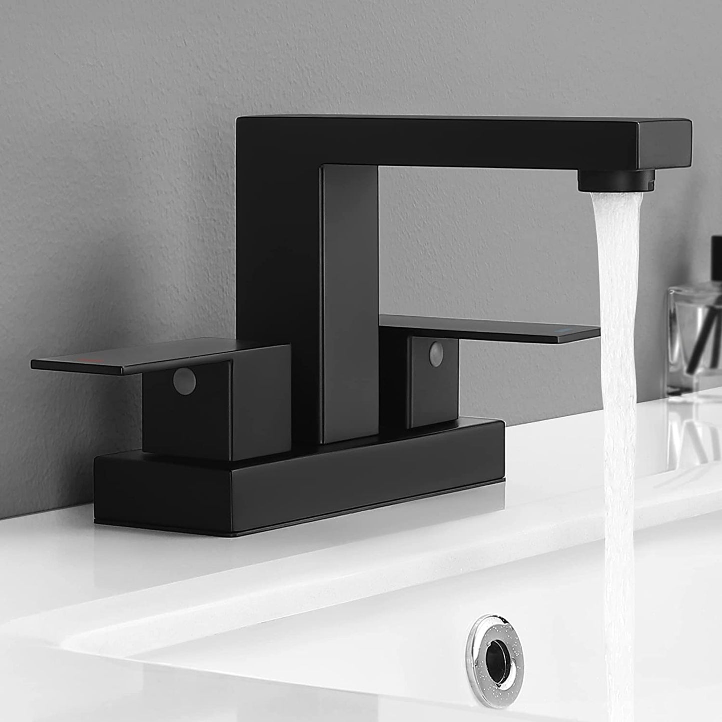 3H4-in.  Matte Bathroom Sink Faucet Black Stainless Steel