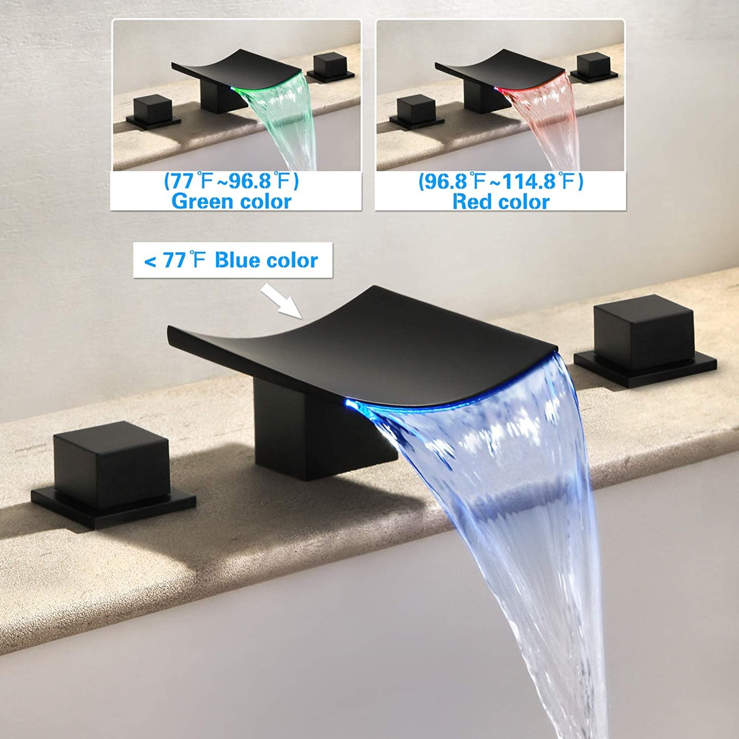 3H8-in.  Black Bathroom Sink Faucet Black Metal