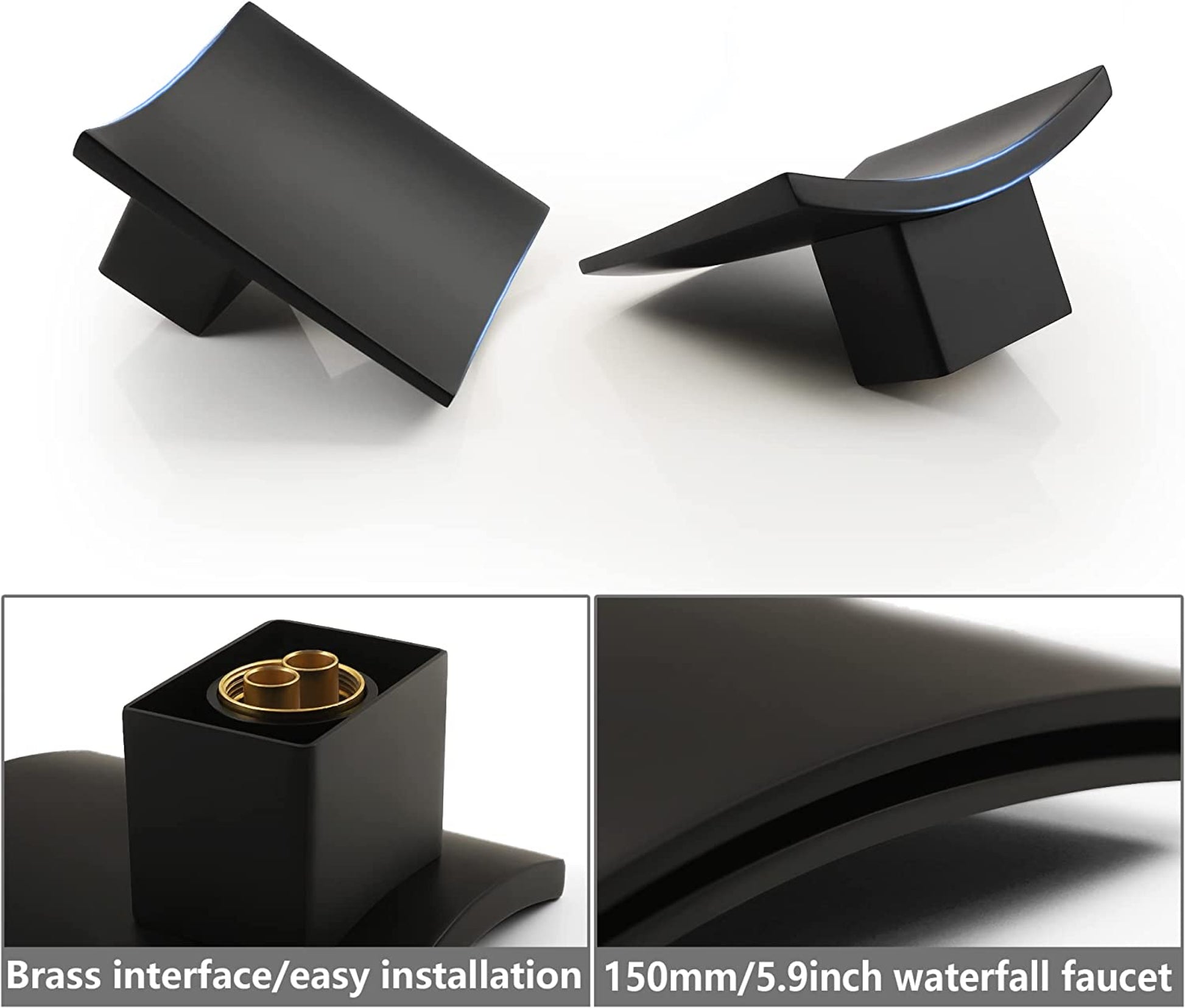 3H8-in.  Black Bathroom Sink Faucet Black Metal