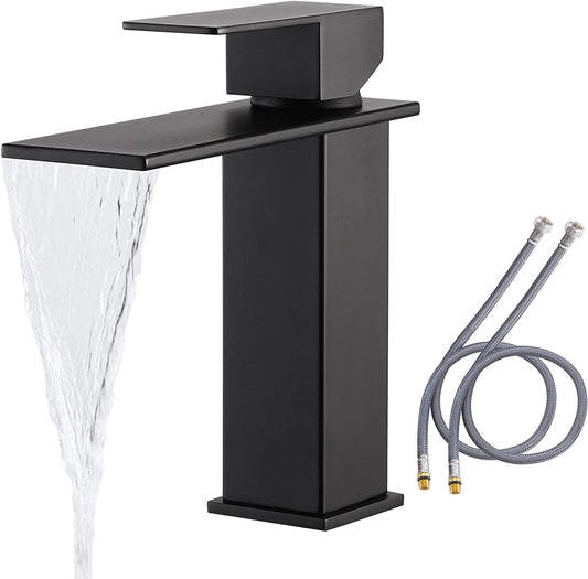 1 Hole CUPC Matte Black Bathroom Sink Faucet Matte Black Stainless Steel