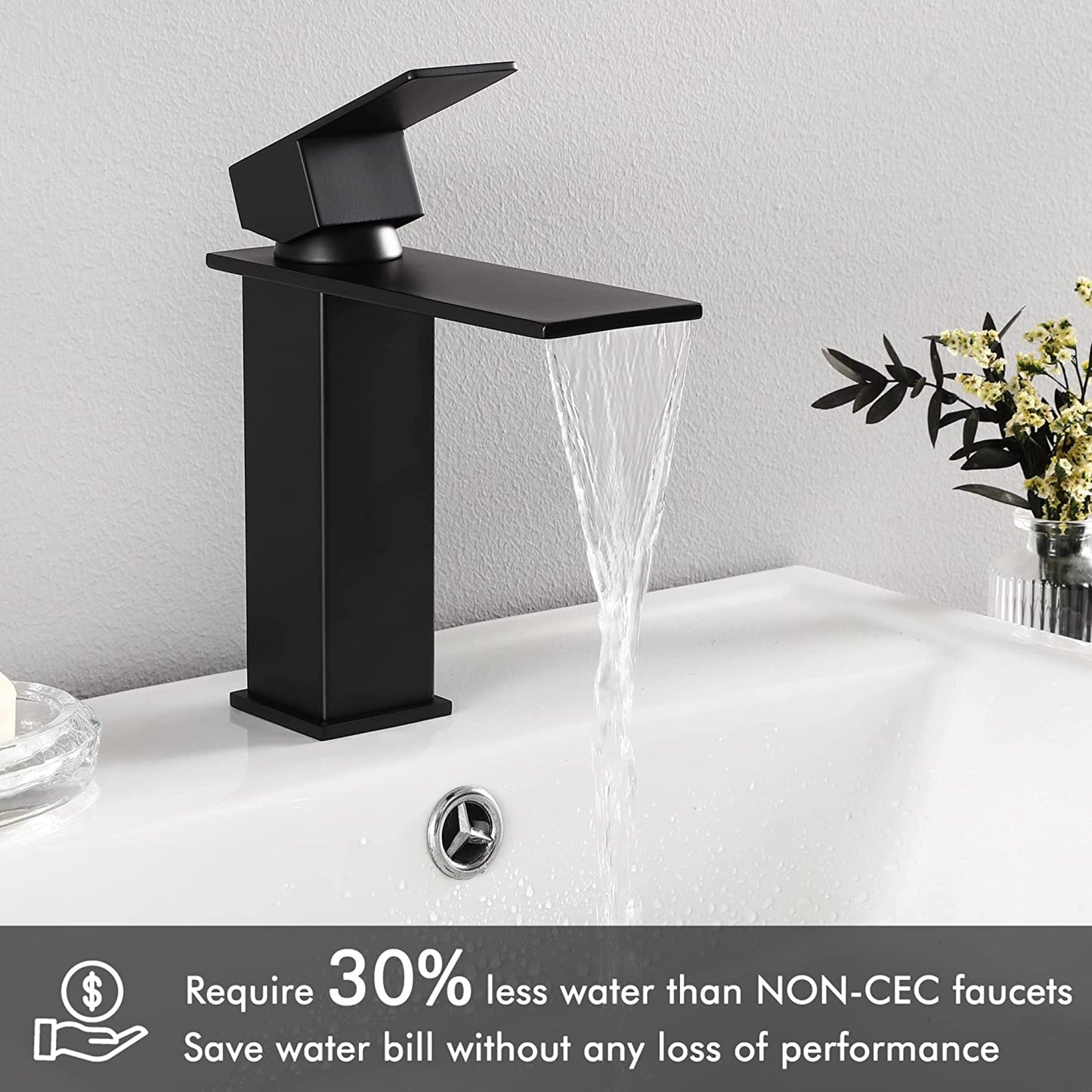 1 Hole CUPC Matte Black Bathroom Sink Faucet Matte Black Stainless Steel