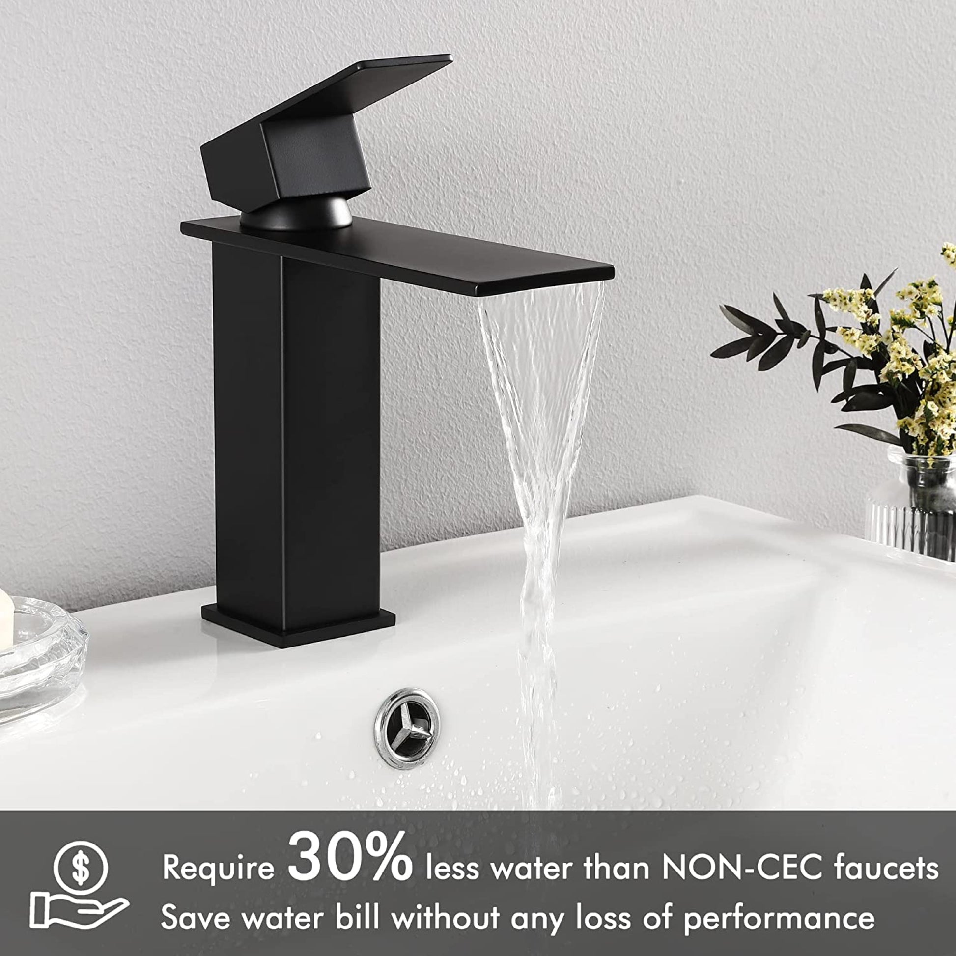 1 Hole CUPC Matte Black Bathroom Sink Faucet Matte Black Stainless Steel