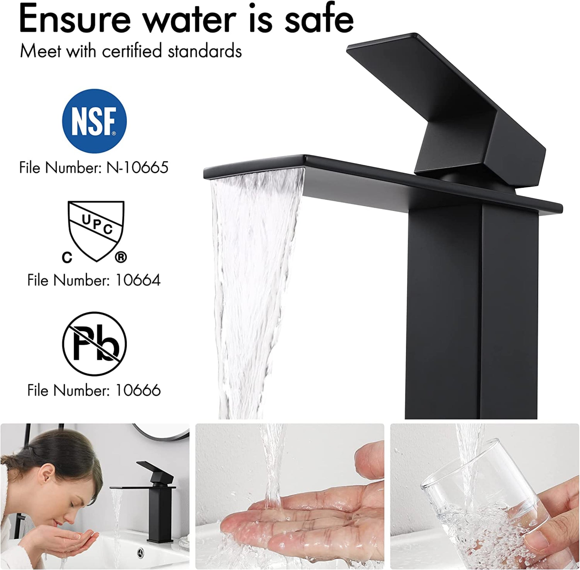 1 Hole CUPC Matte Black Bathroom Sink Faucet Matte Black Stainless Steel