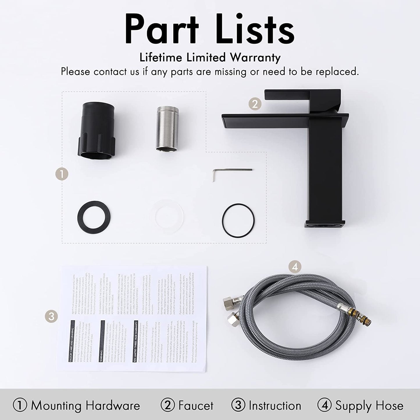 1 Hole CUPC Matte Black Bathroom Sink Faucet Matte Black Stainless Steel