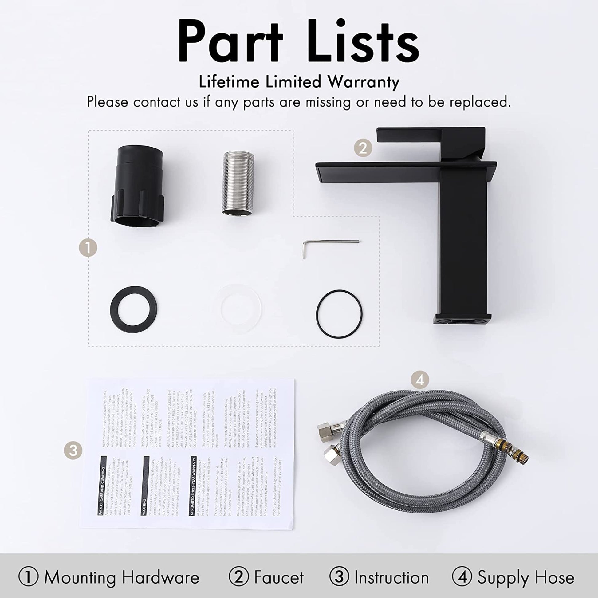 1 Hole CUPC Matte Black Bathroom Sink Faucet Matte Black Stainless Steel