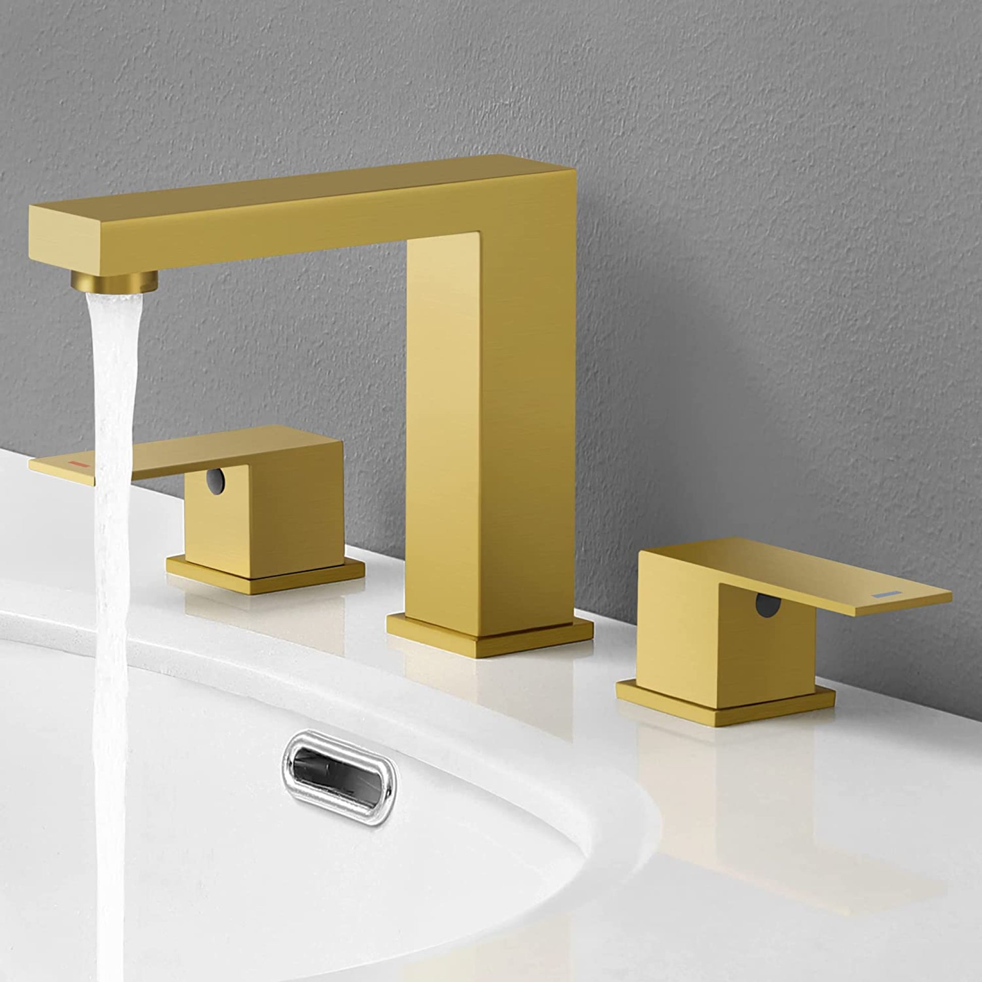 3H8-in. CUPC Brushed Bathroom Sink Faucet Brushed Gold Stainless Steel