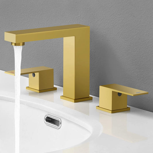 3H8-in. CUPC Brushed Bathroom Sink Faucet Brushed Gold Stainless Steel