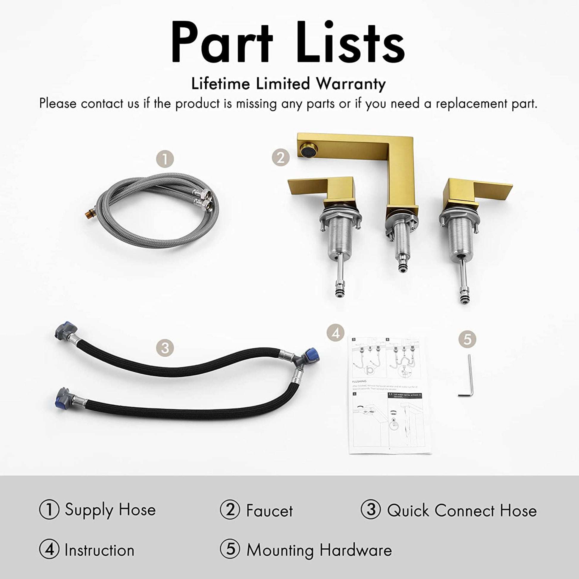 3H8-in. CUPC Brushed Bathroom Sink Faucet Brushed Gold Stainless Steel