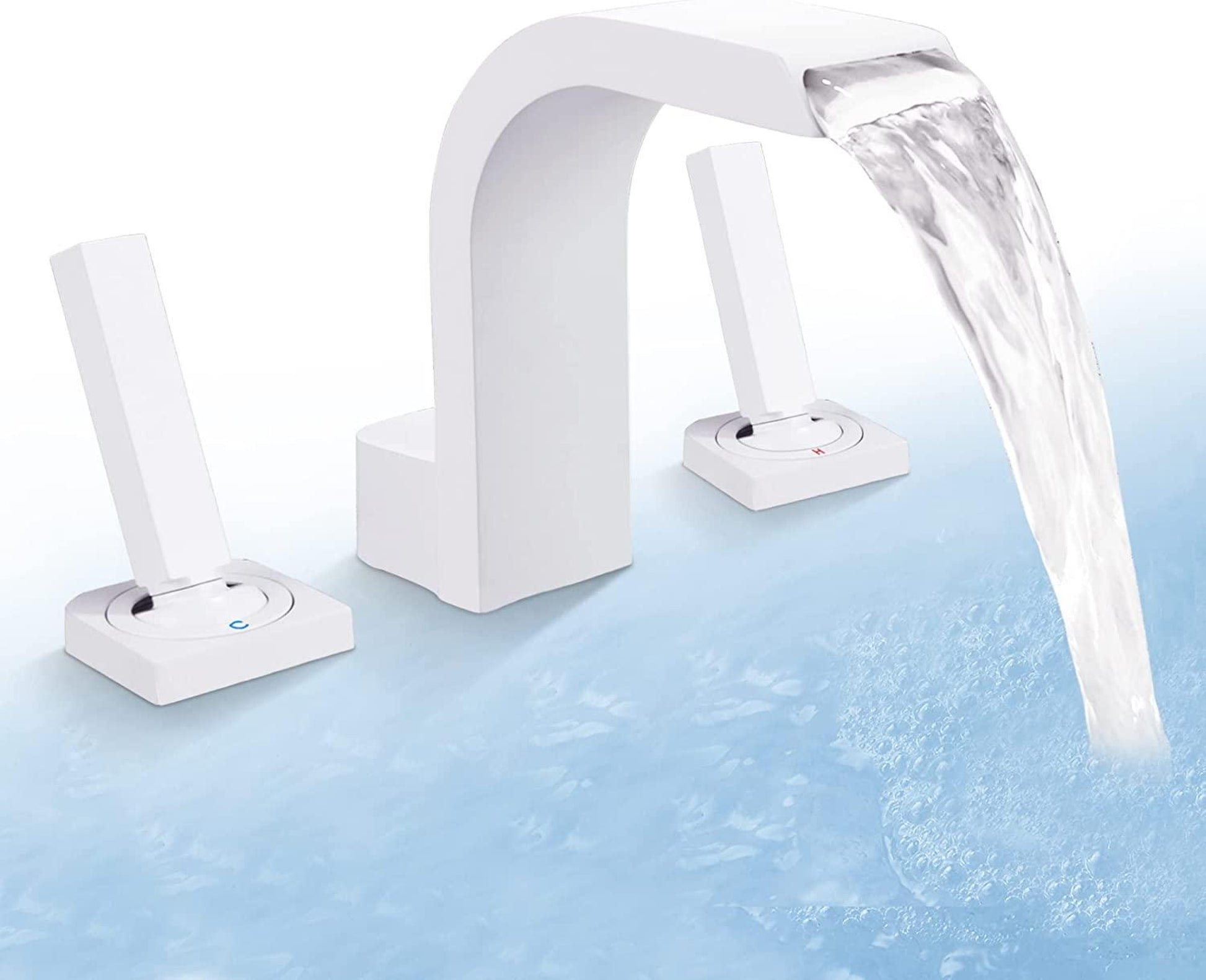 3H8-in.  White Bathroom Sink Faucet White Brass