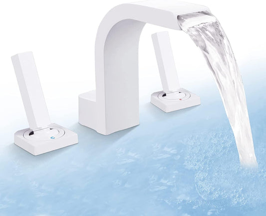 3H8-in.  White Bathroom Sink Faucet White Brass
