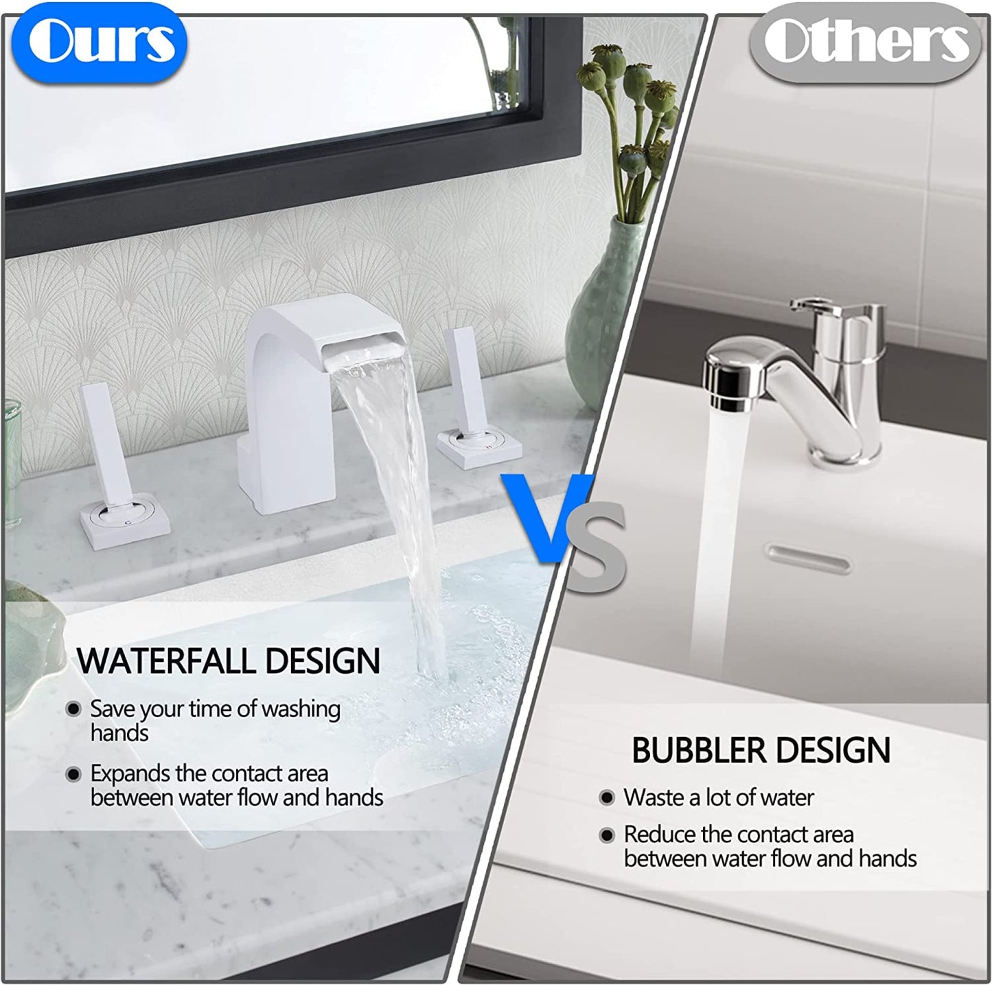 3H8-in.  White Bathroom Sink Faucet White Brass