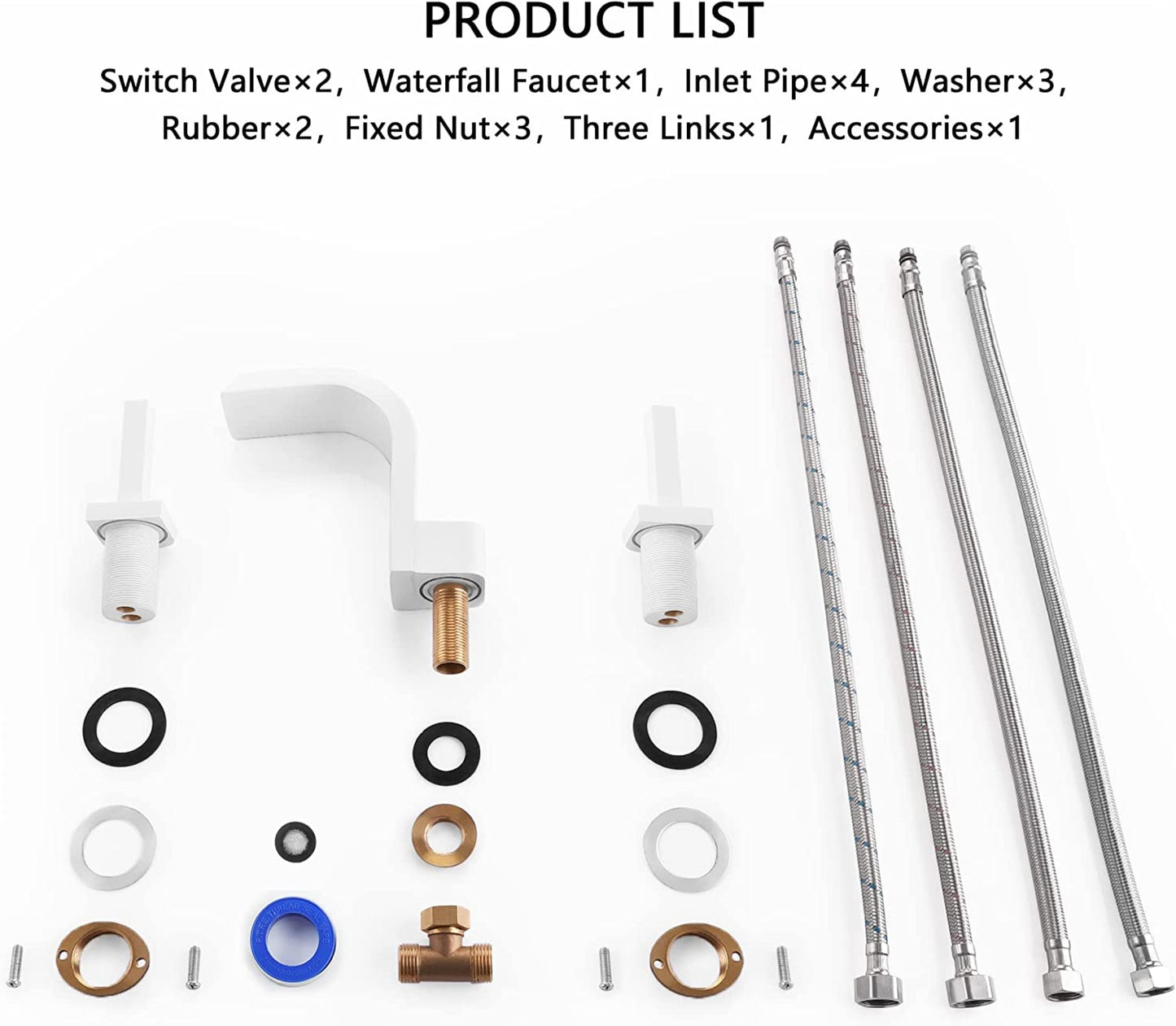 3H8-in.  White Bathroom Sink Faucet White Brass