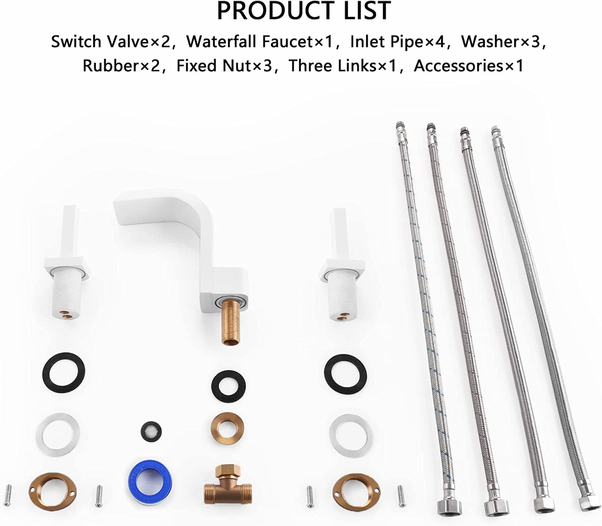 3H8-in.  White Bathroom Sink Faucet White Brass