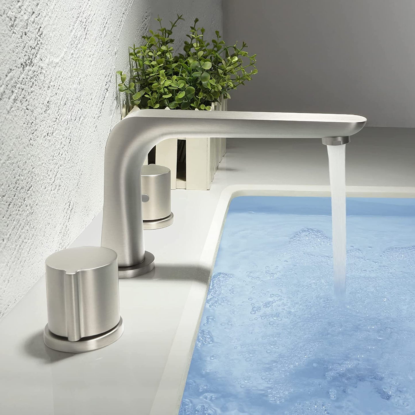 3H8-in.  Brushed Nickel Bathroom Sink Faucet Brushed Nickel Brass