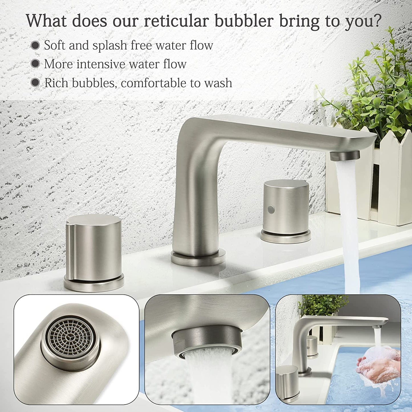 3H8-in.  Brushed Nickel Bathroom Sink Faucet Brushed Nickel Brass