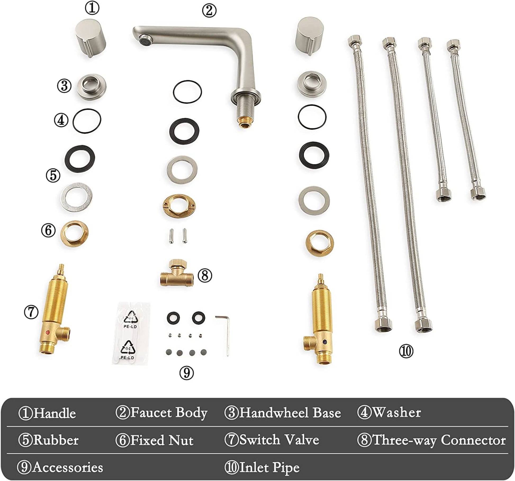 3H8-in.  Brushed Nickel Bathroom Sink Faucet Brushed Nickel Brass