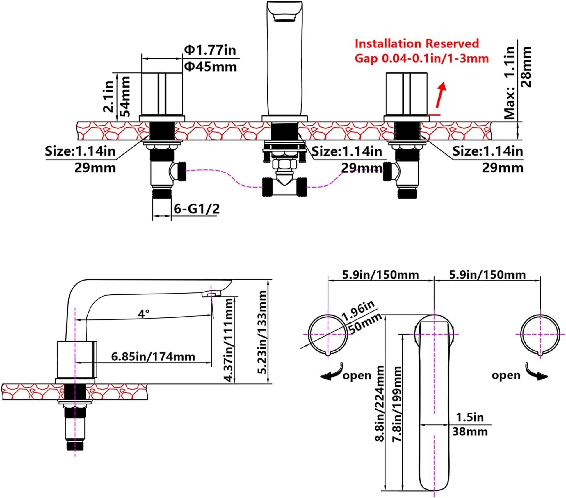 3H8-in.  Brushed Nickel Bathroom Sink Faucet Brushed Nickel Brass