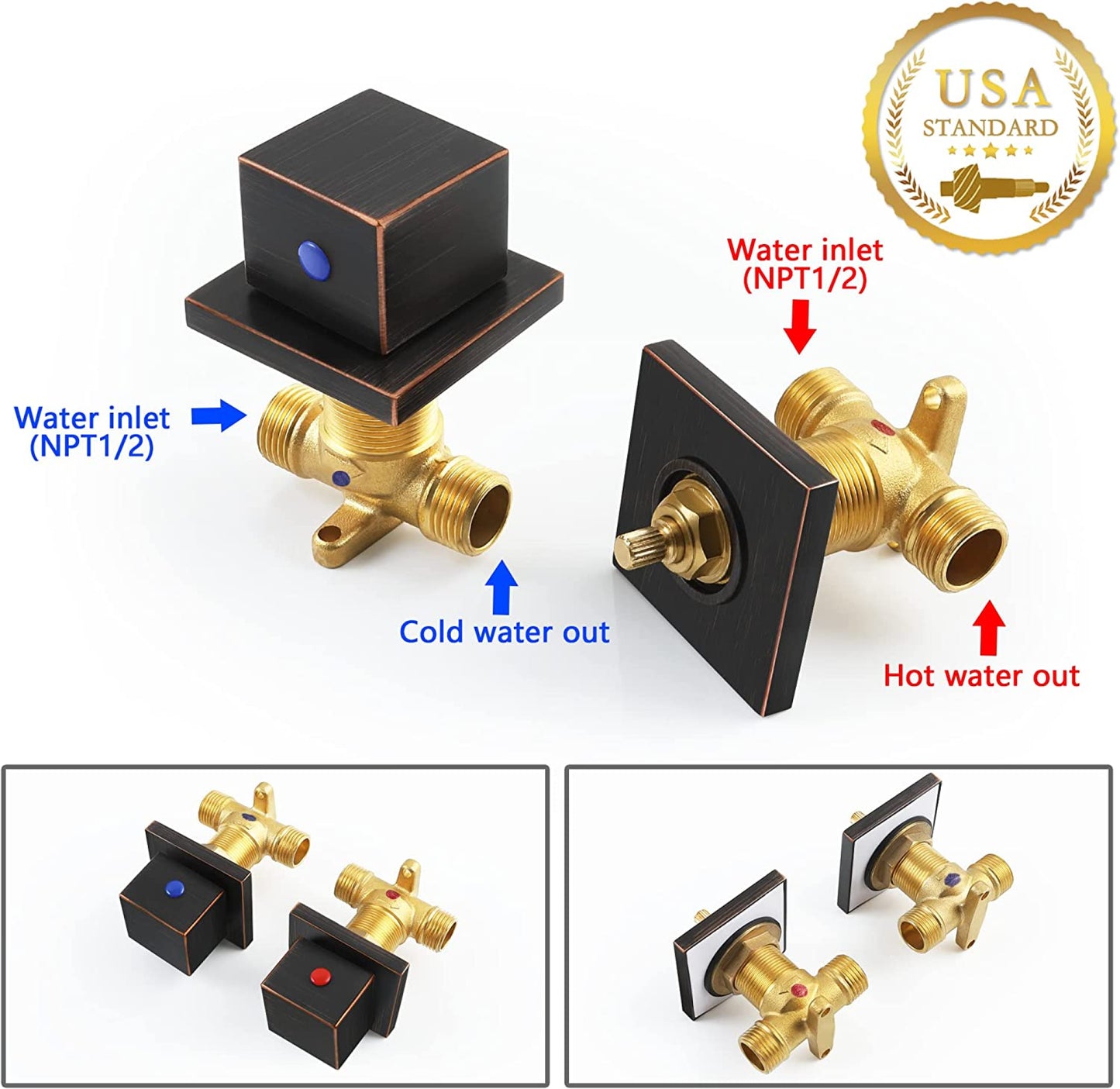 3H8-in.  Black Bathroom Sink Faucet Black Brass