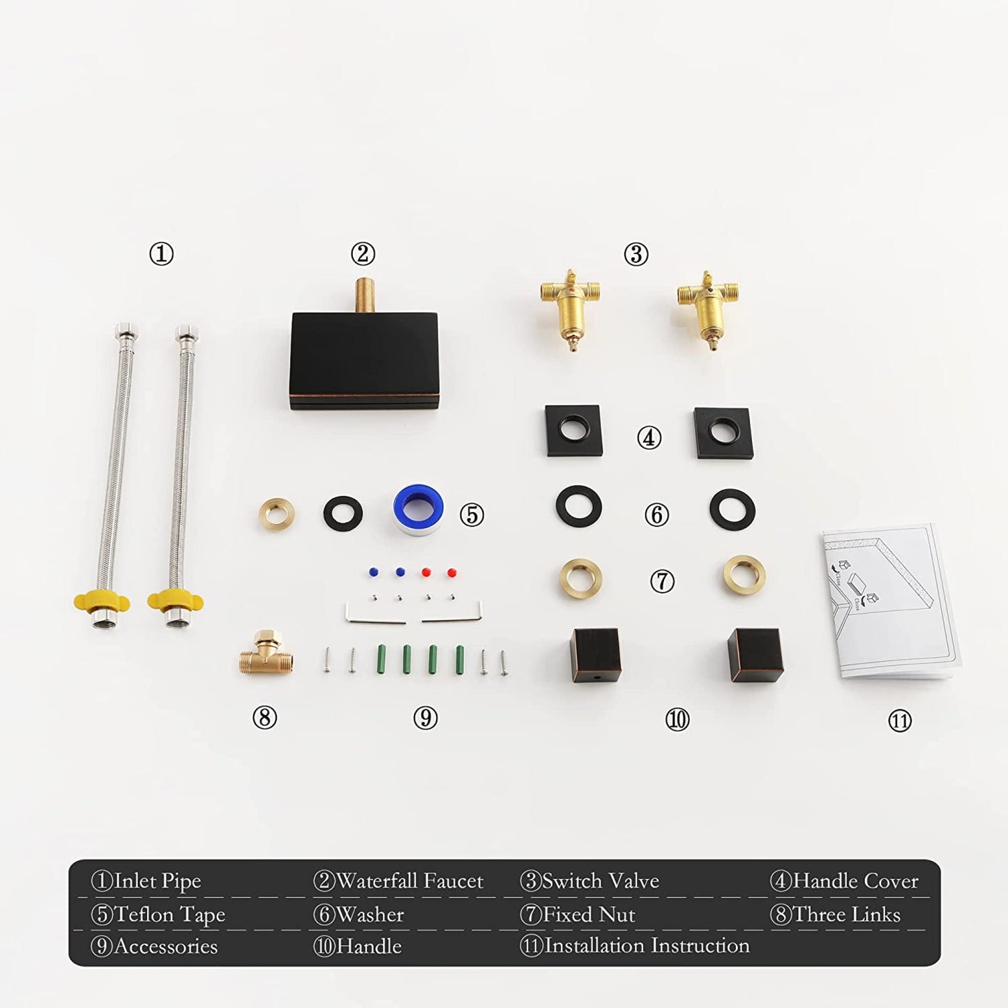 3H8-in.  Black Bathroom Sink Faucet Black Brass