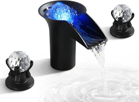 3H8-in.  Black Bathroom Sink Faucet Black Brass