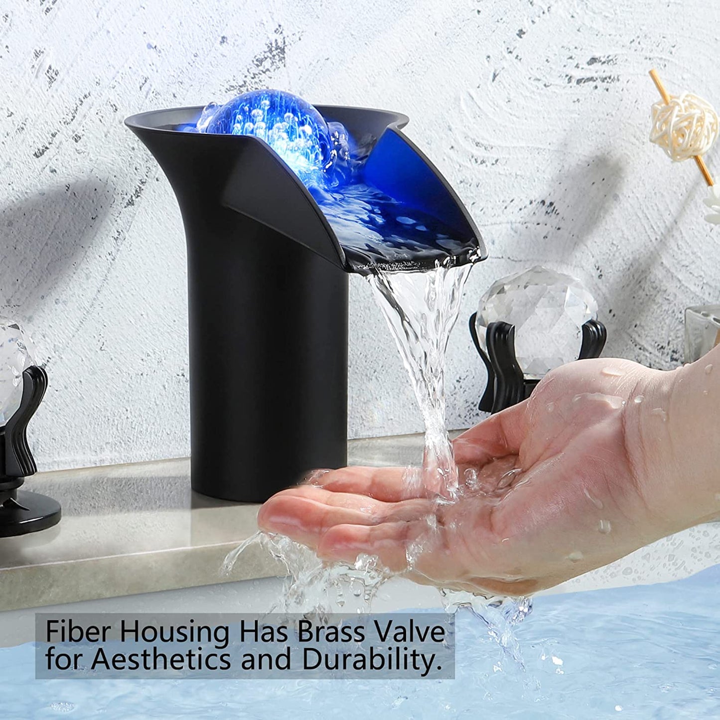 3H8-in.  Black Bathroom Sink Faucet Black Brass