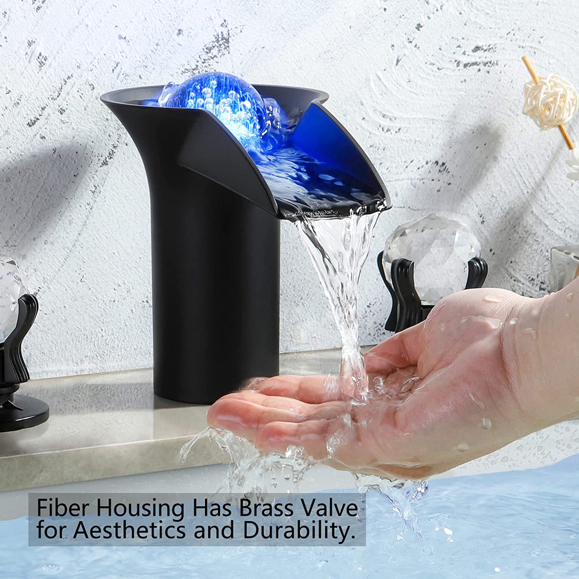 3H8-in.  Black Bathroom Sink Faucet Black Brass