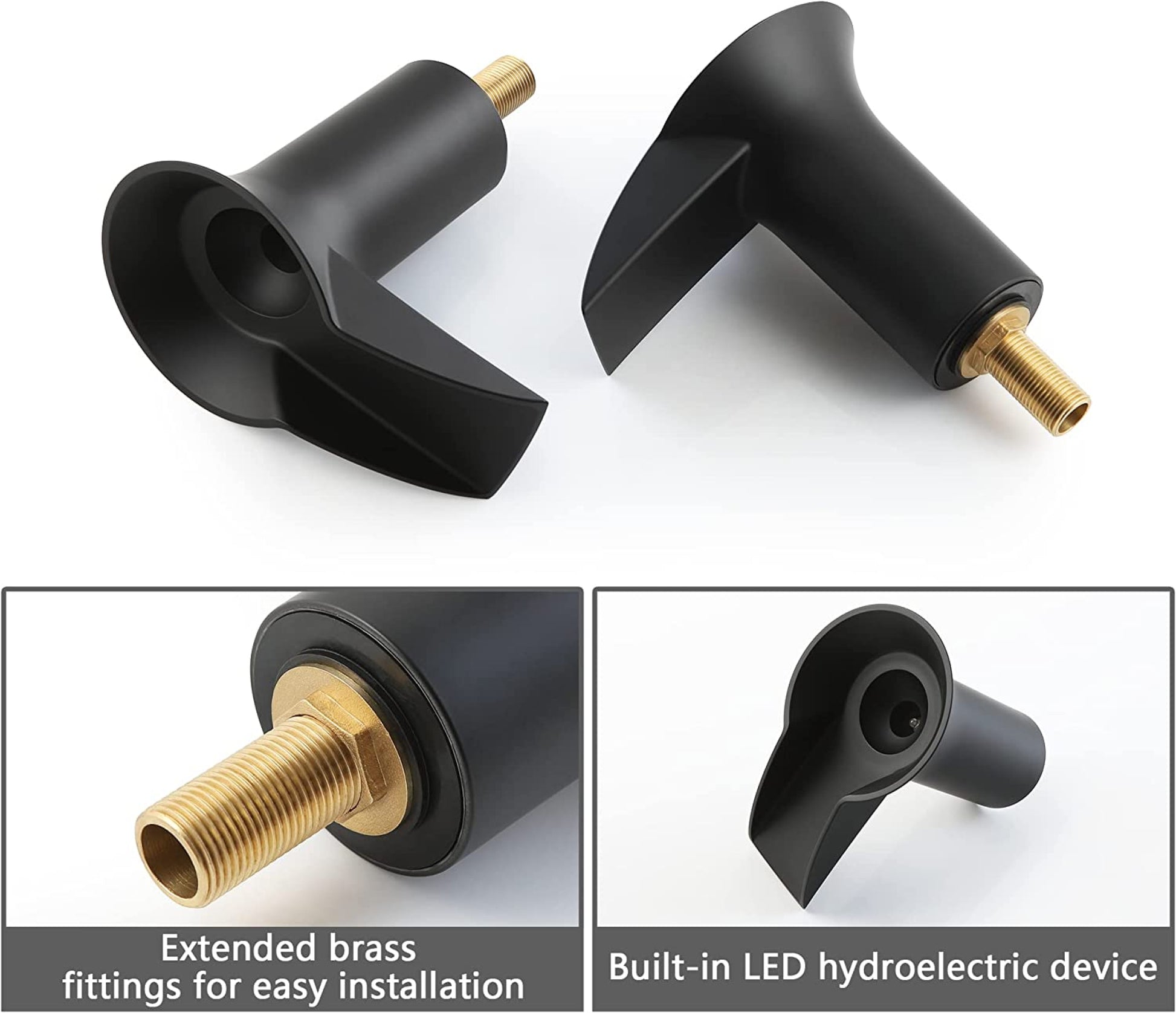 3H8-in.  Black Bathroom Sink Faucet Black Brass