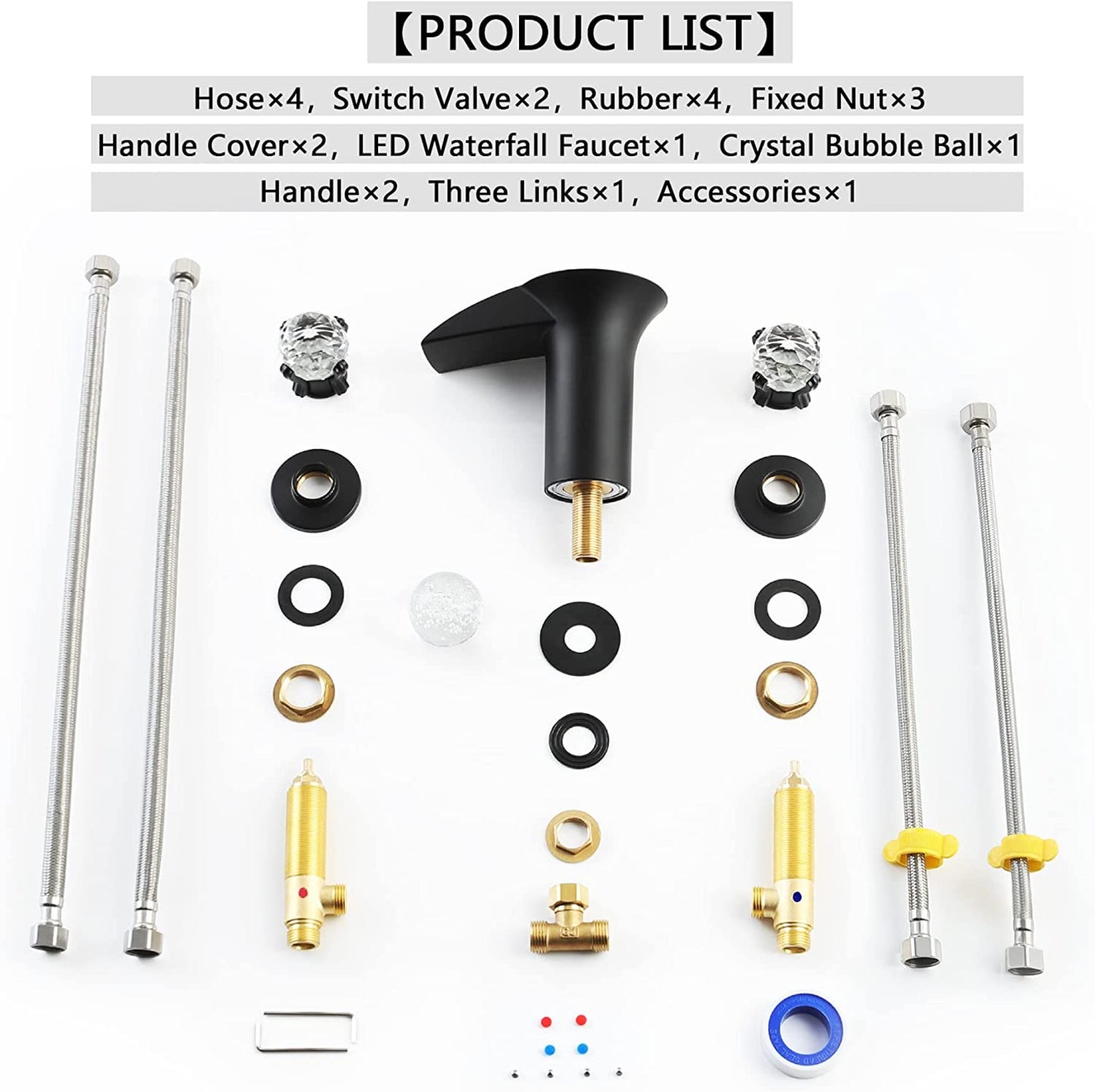 3H8-in.  Black Bathroom Sink Faucet Black Brass