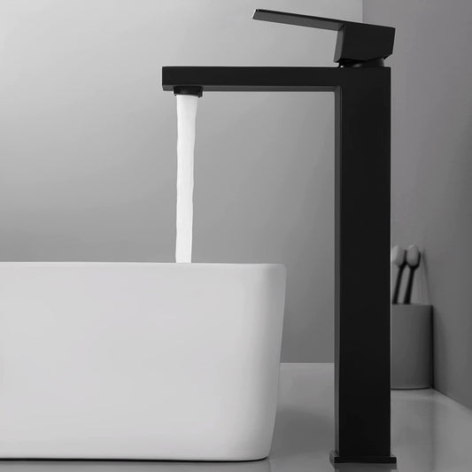 1 Hole CUPC Brushed Bathroom Sink Faucet Black Stainless Steel