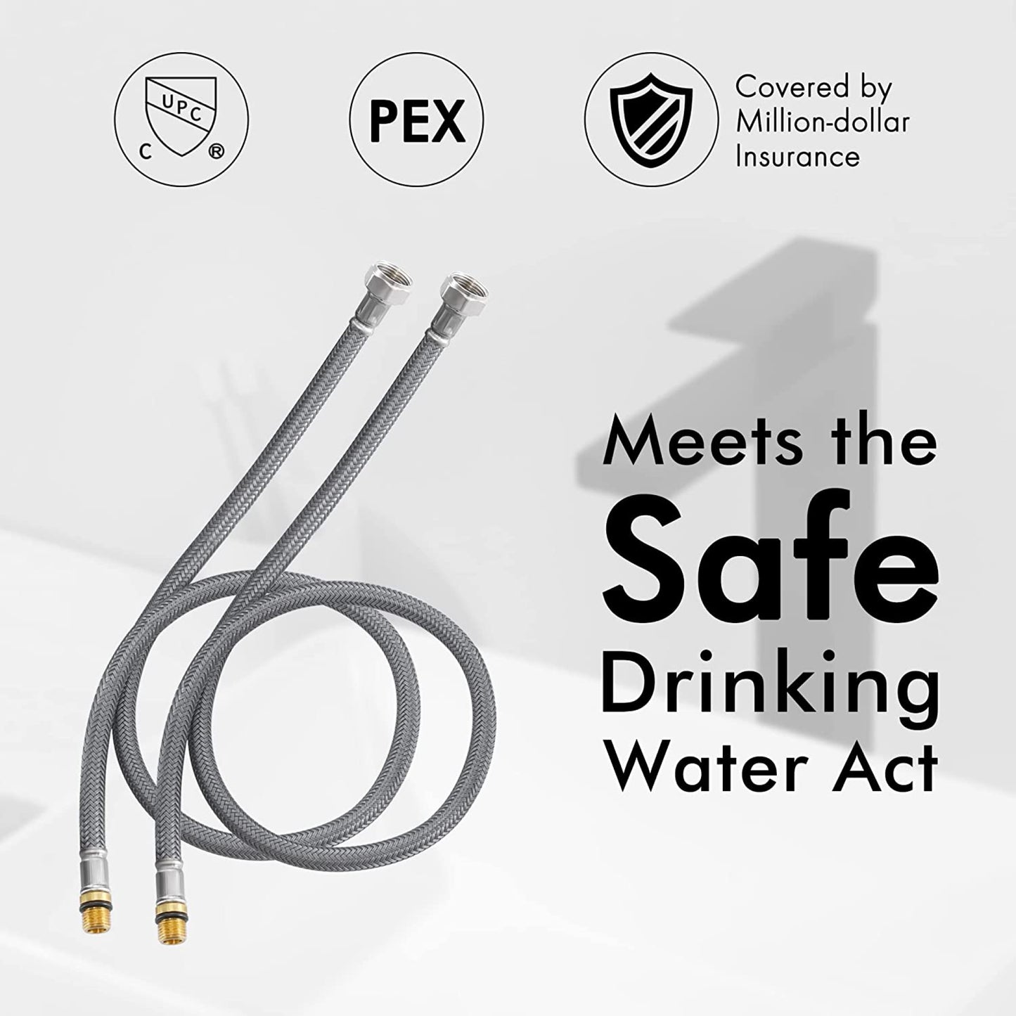 1 Hole CUPC Brushed Bathroom Sink Faucet Black Stainless Steel