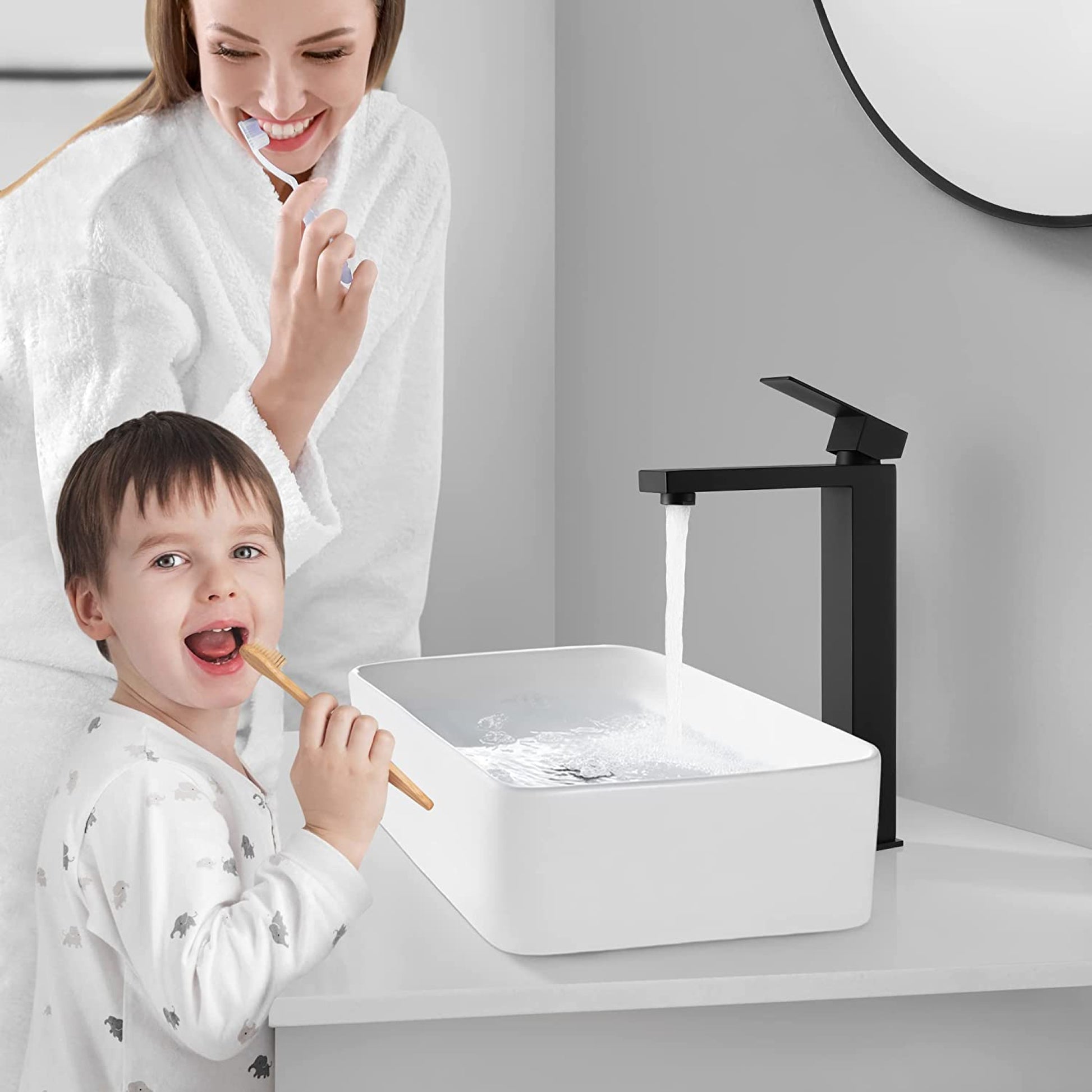 1 Hole CUPC Brushed Bathroom Sink Faucet Black Stainless Steel