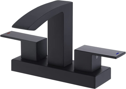 3H4-in. CUPC Black Bathroom Sink Faucet Matte Black Brass