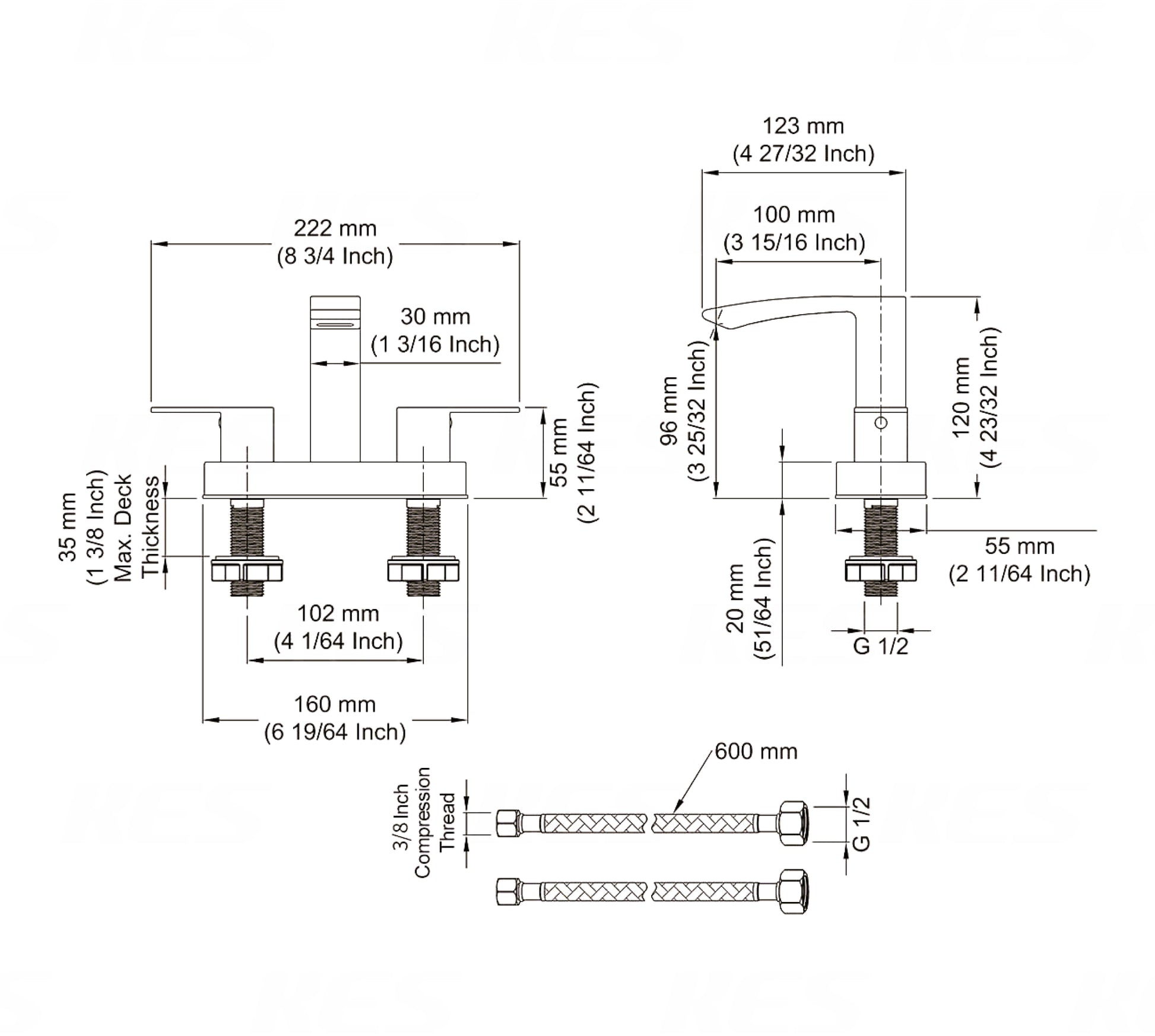 3H4-in. CUPC Black Bathroom Sink Faucet Matte Black Brass