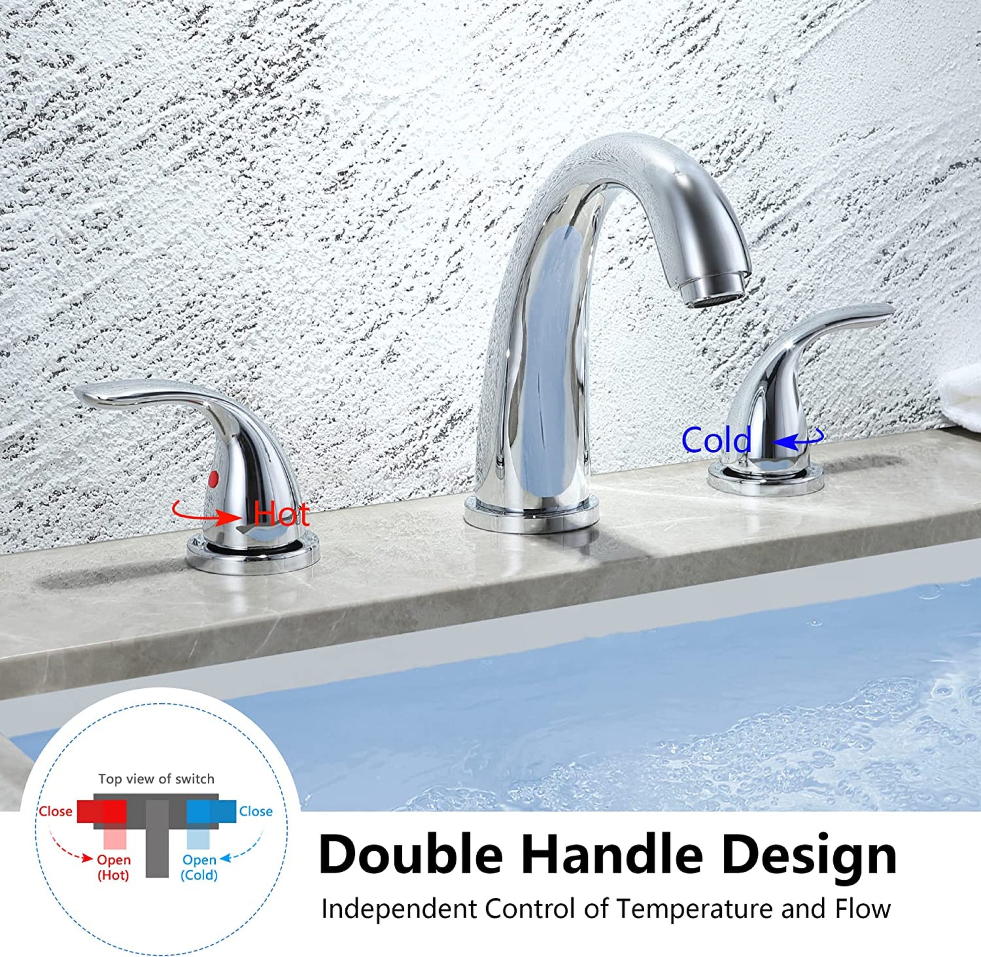 3H8-in.  Chrome Bathroom Sink Faucet Chrome Brass